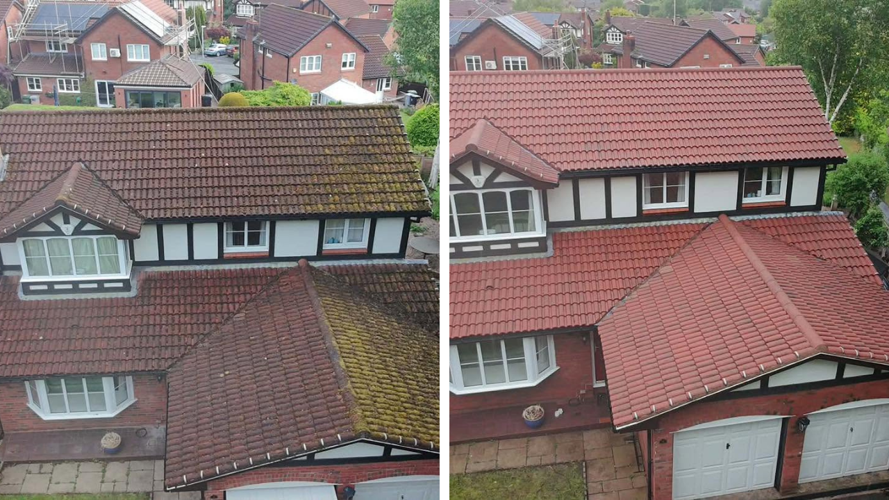 Before and after roof cleaning