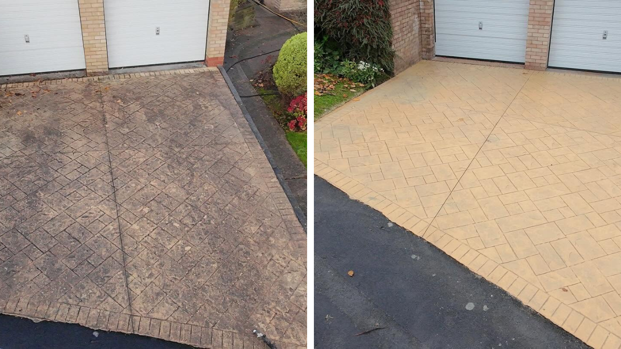 Before and after driveway cleaning